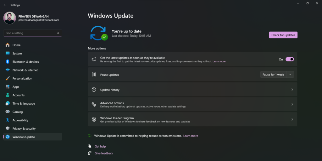 Checkout update windows